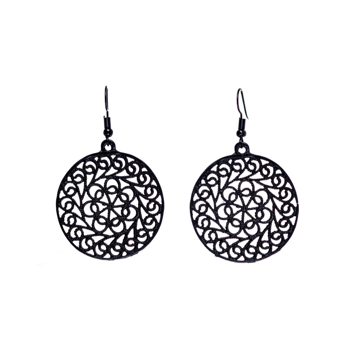 Textured hanging round earrings