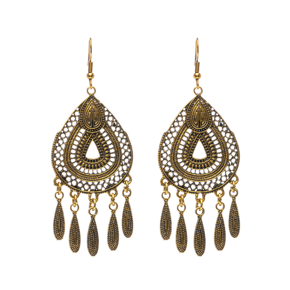 Drop shaped hanging earrings