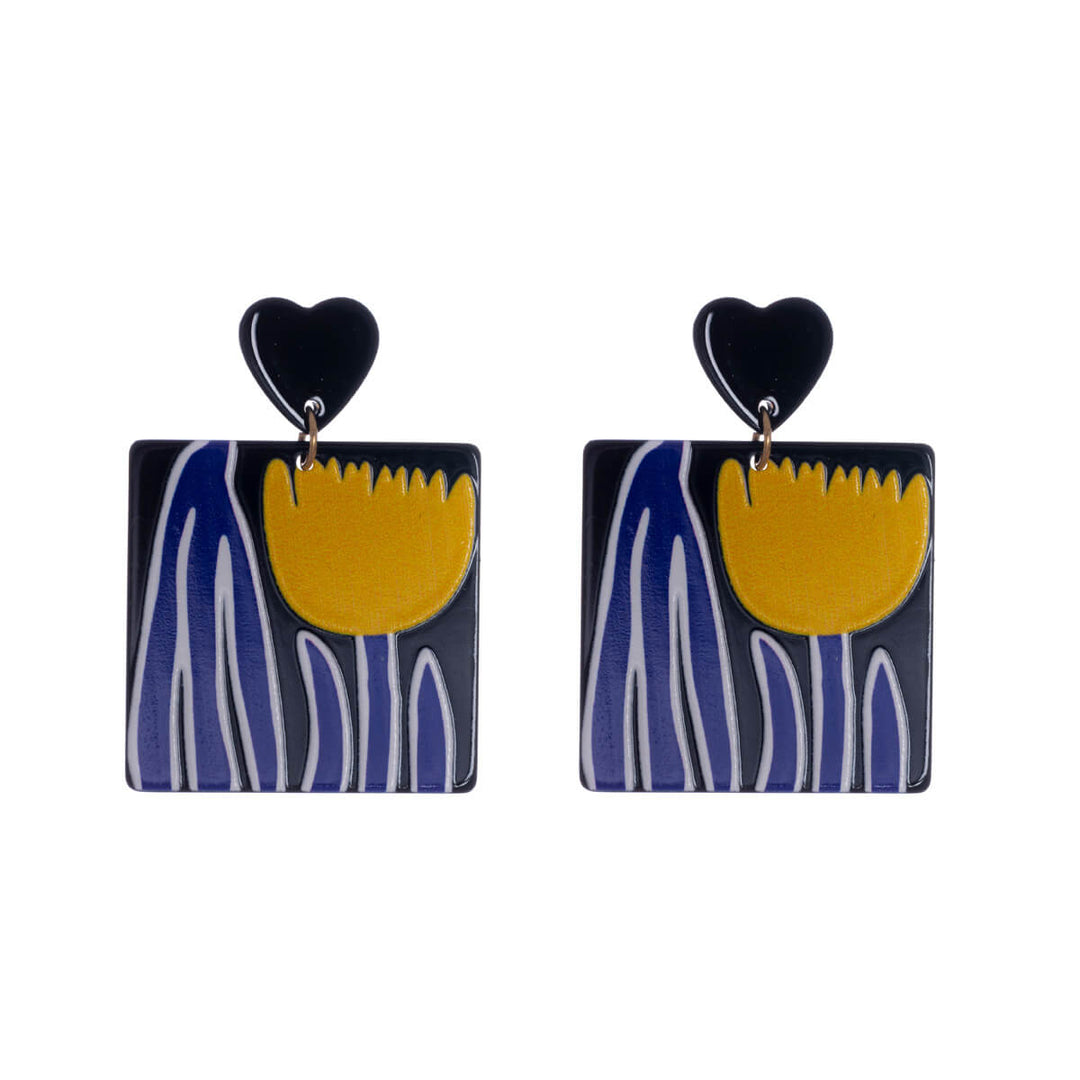 Square Flower Earrings - Ninja.fi