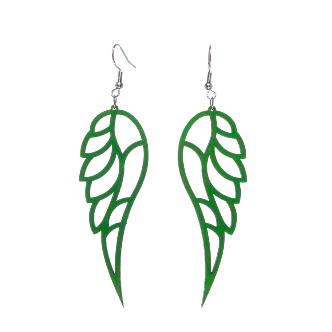 Angel wings wood earrings (Steel 316L)