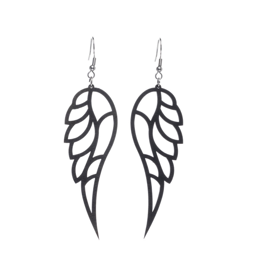 Angel wings wood earrings (Steel 316L)