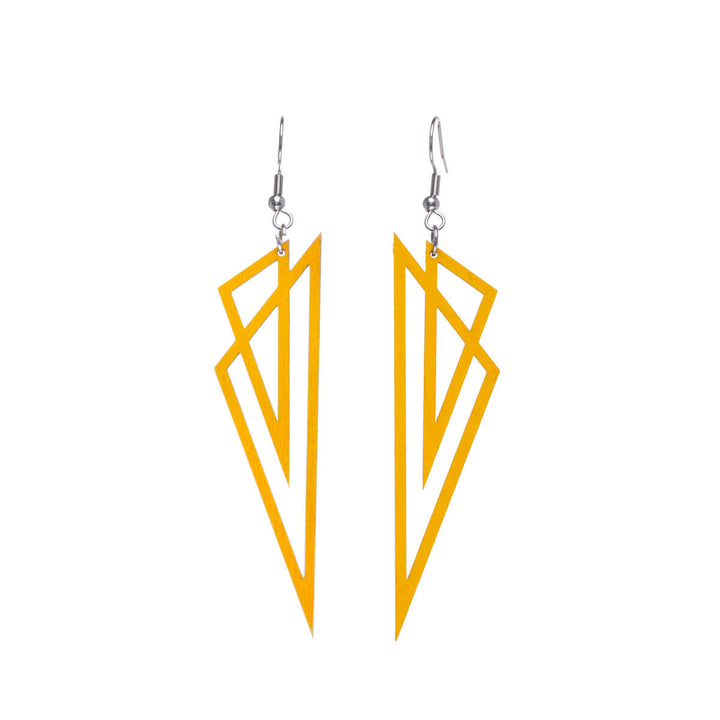 Triangles wood earrings (Steel 316L)