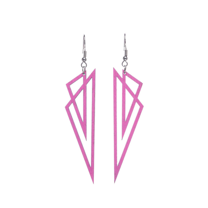 Triangles wood earrings (Steel 316L)