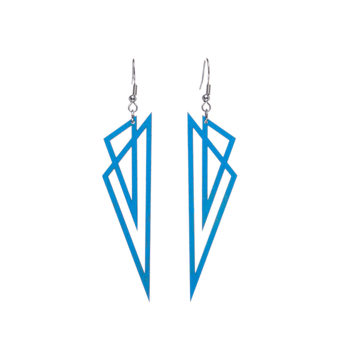 Triangles wood earrings (Steel 316L)