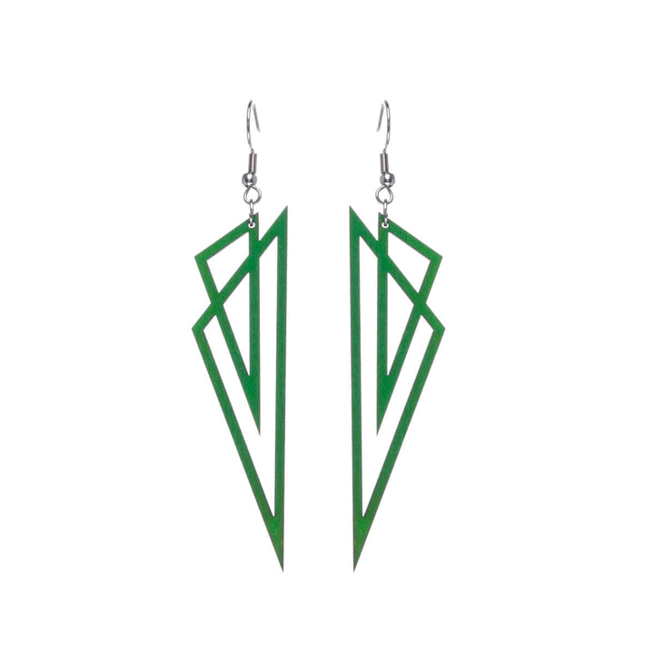 Triangles wood earrings (Steel 316L)