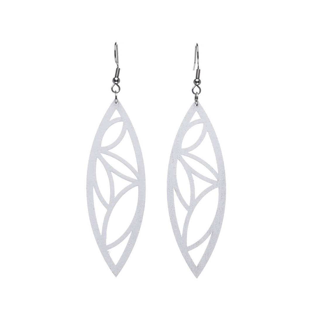 Palm leaf wood earrings (Steel 316L)