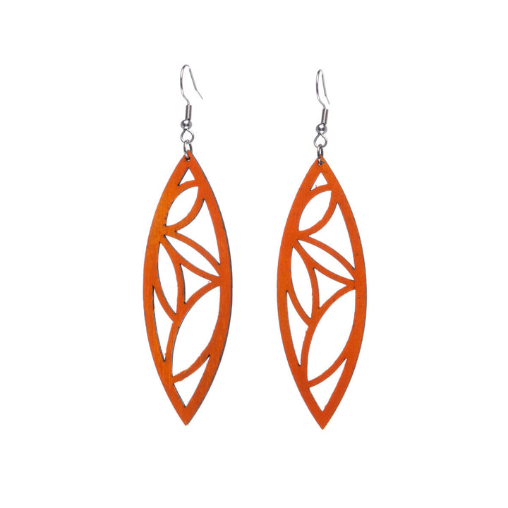 Palm leaf wood earrings (Steel 316L)