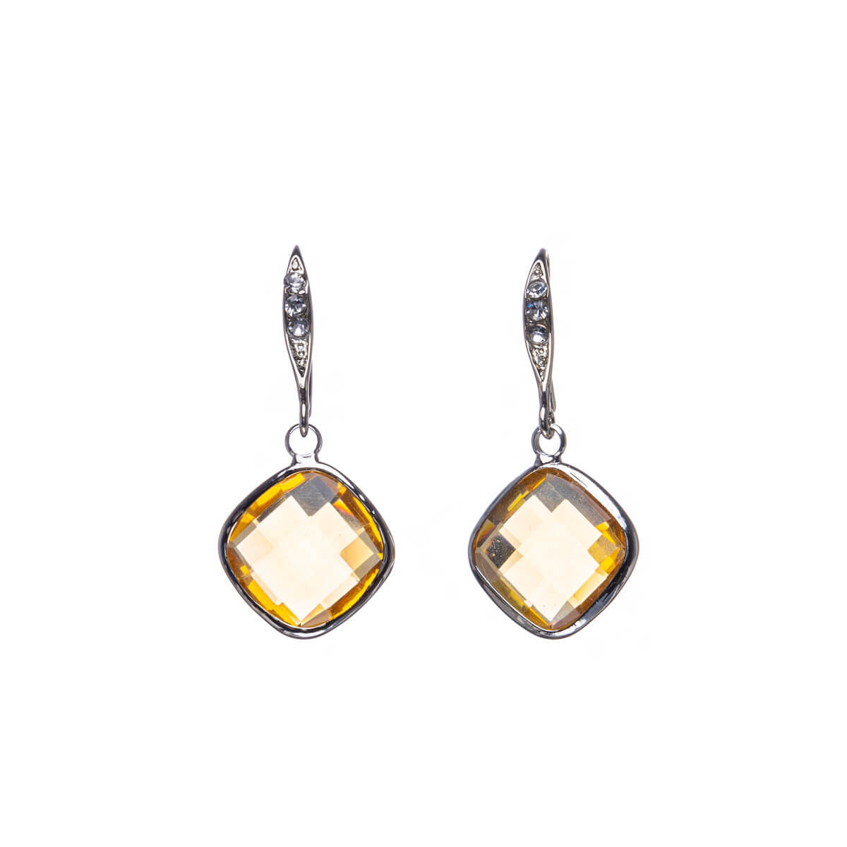 Sparkling hanging square earrings