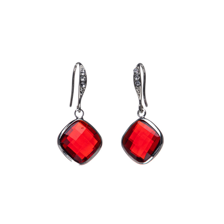 Sparkling hanging square earrings