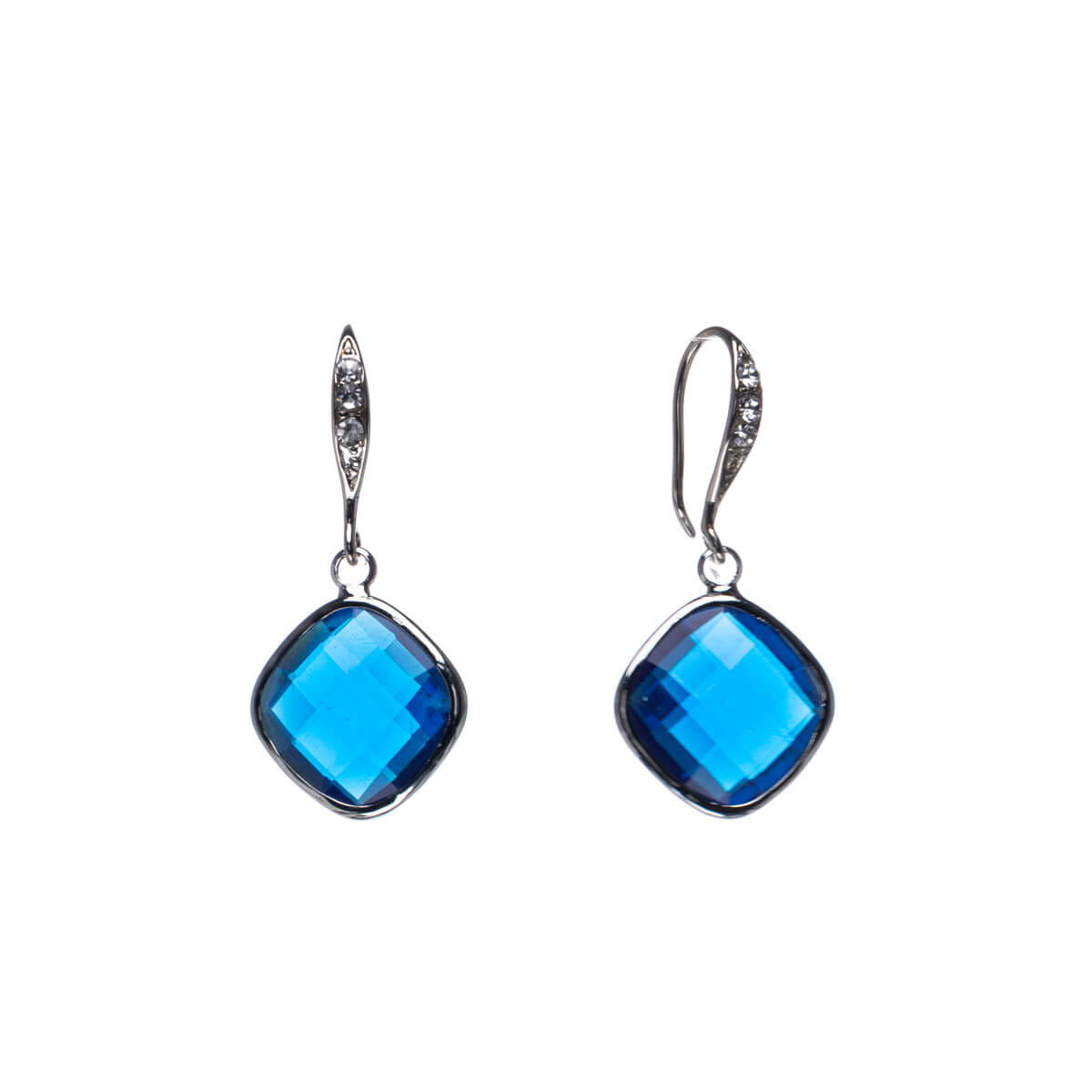 Sparkling hanging square earrings