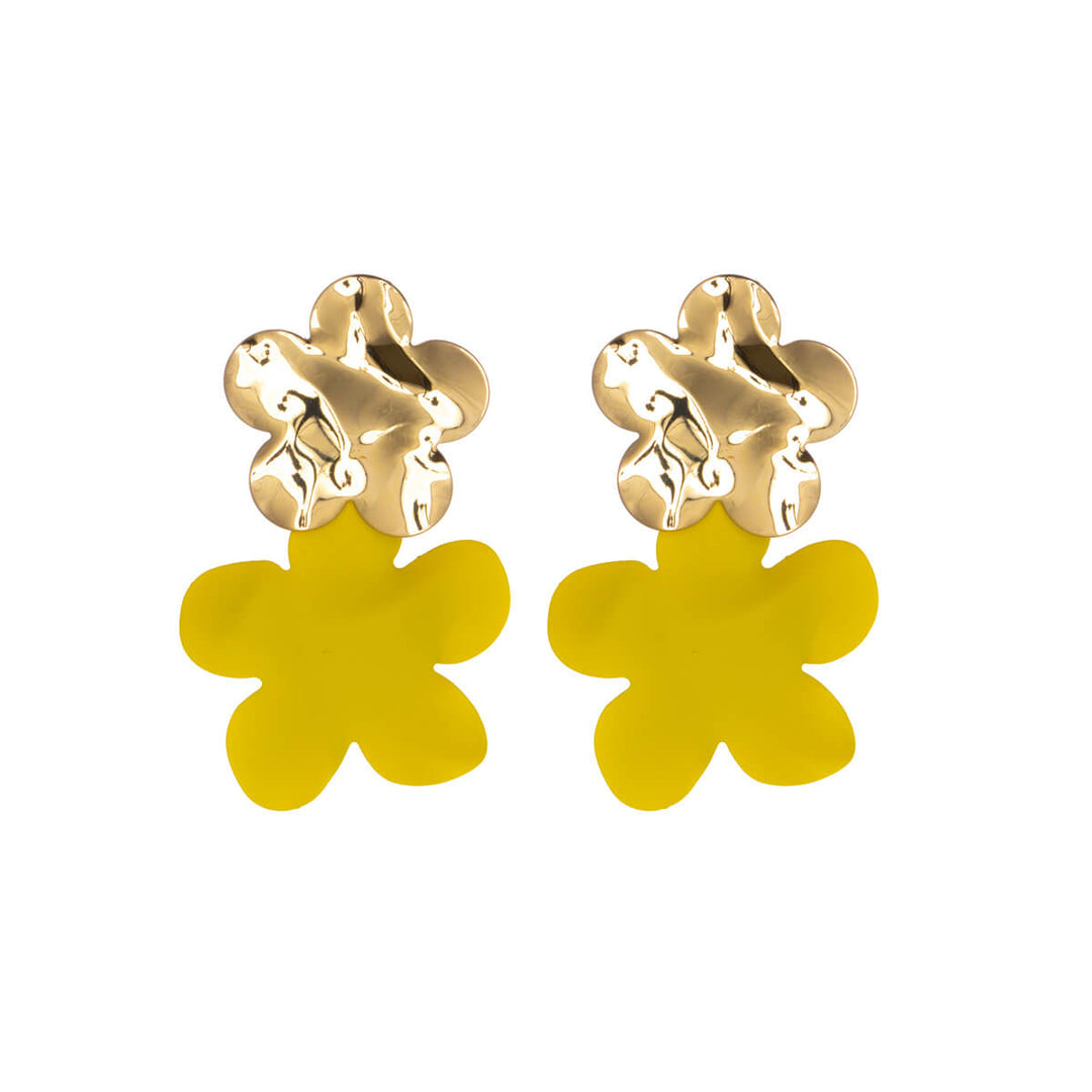 Colourful hanging flower earrings