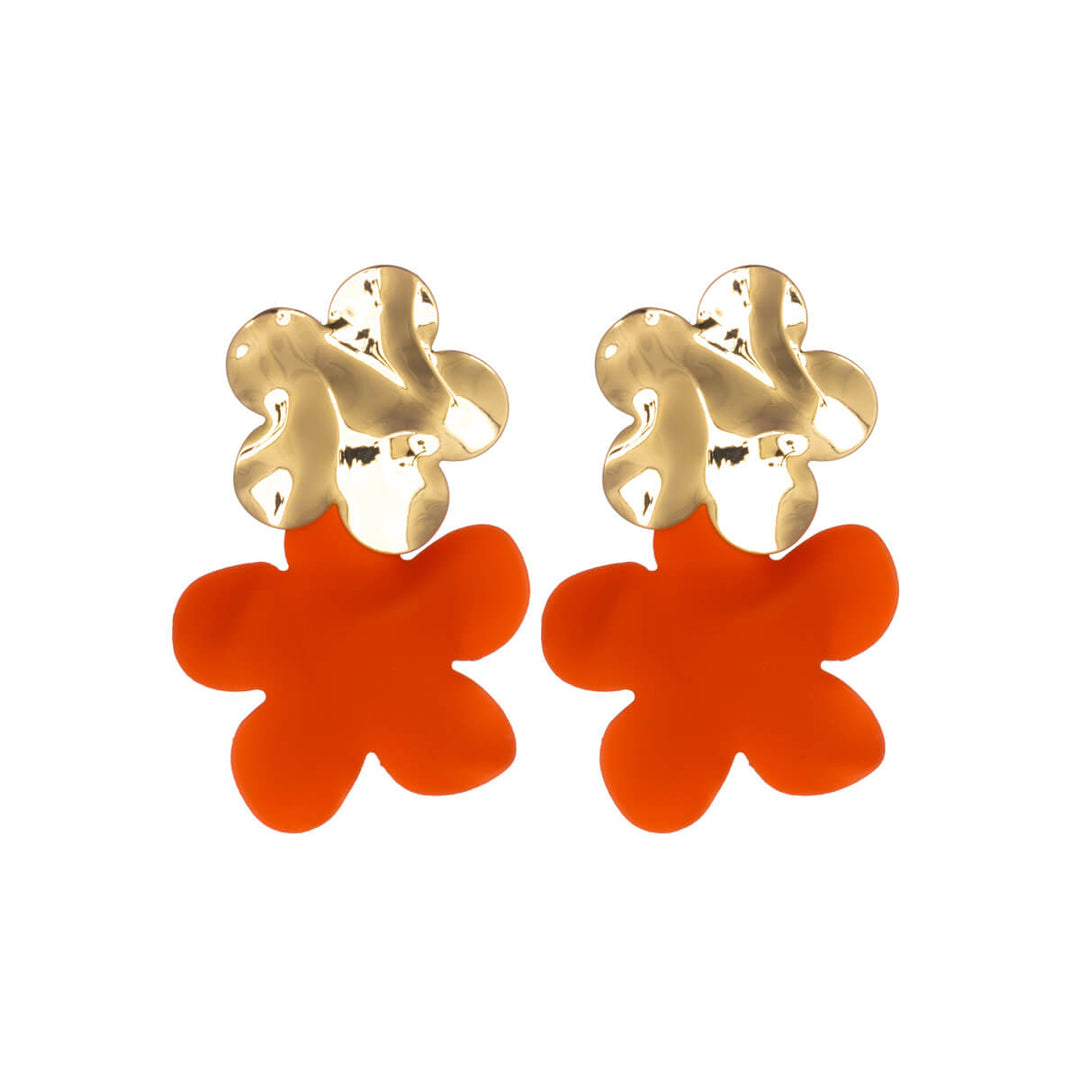 Colourful hanging flower earrings