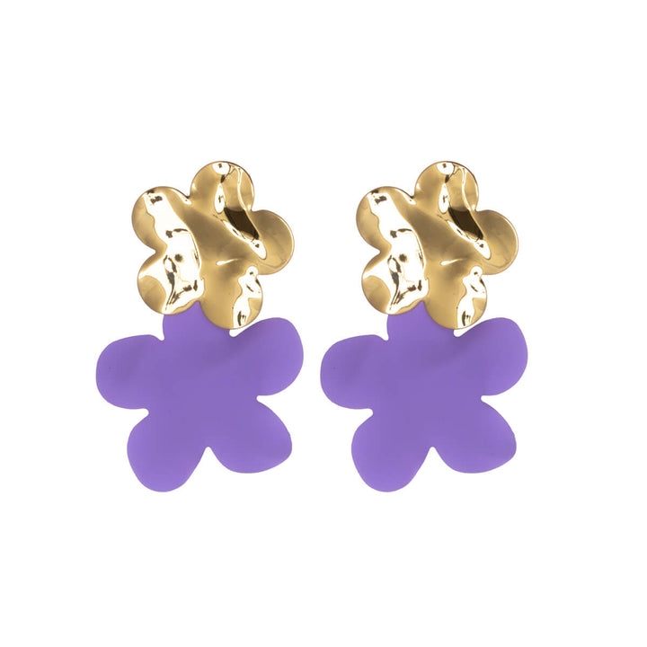 Colourful hanging flower earrings