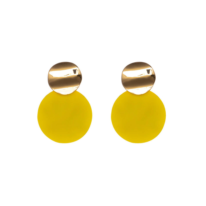 Round hanging earrings in two colours