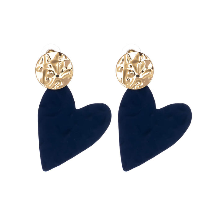 Uneven bicolour heart earrings