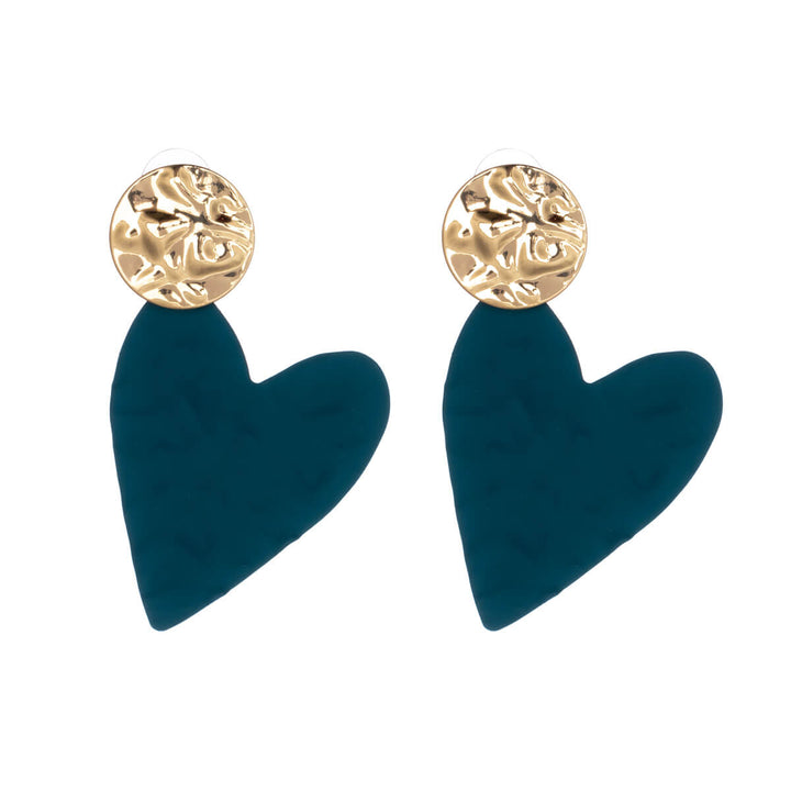 Uneven bicolour heart earrings