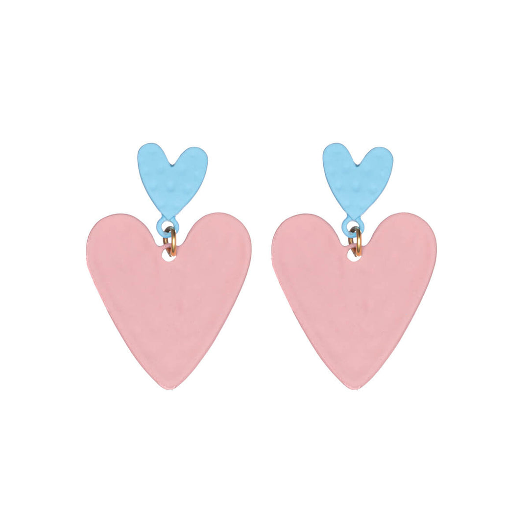 Uneven bicolour heart earrings