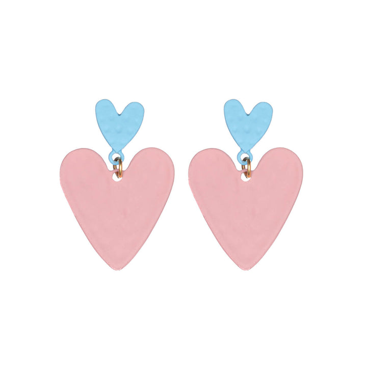 Uneven bicolour heart earrings