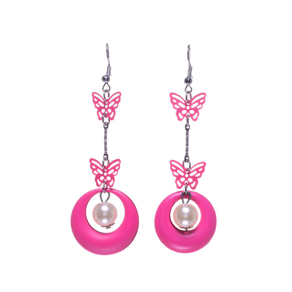 Hanging butterfly earrings with bead