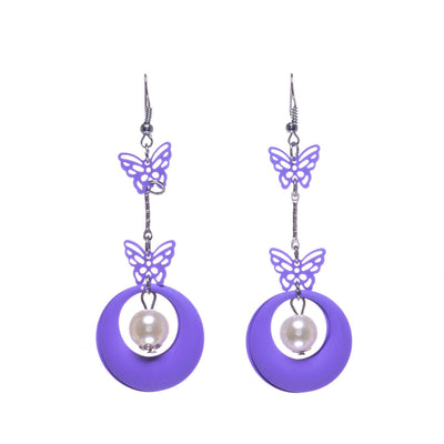 Hanging butterfly earrings with bead