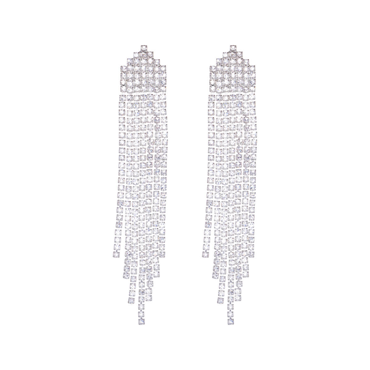 Glass block festive earrings with rhinestone ribbons