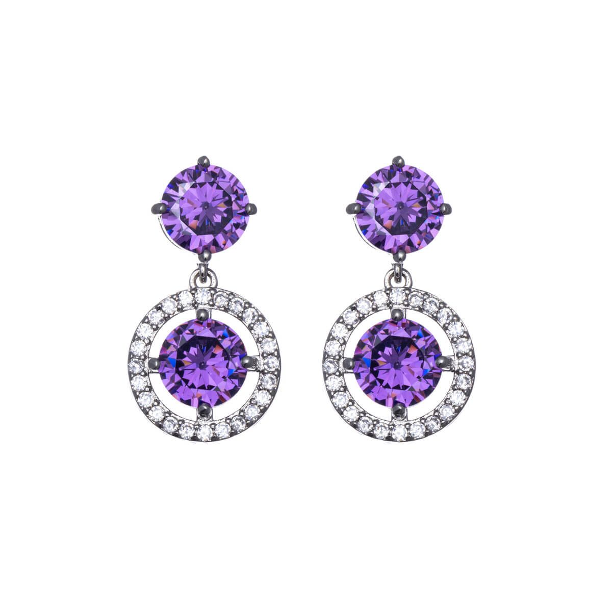 Delicate zirconia earrings with dangling circle
