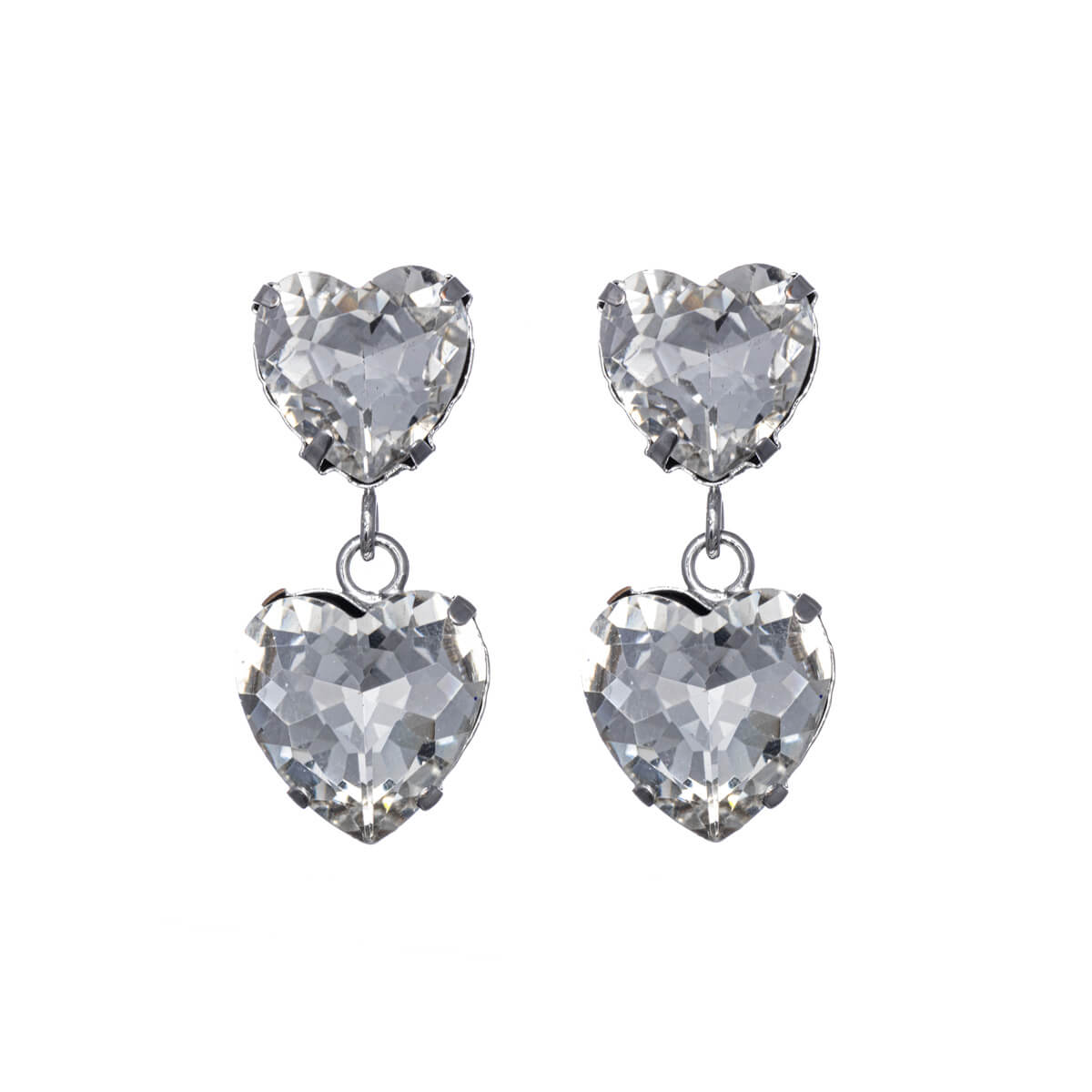 Glass stone festive earrings rhinestone hearts