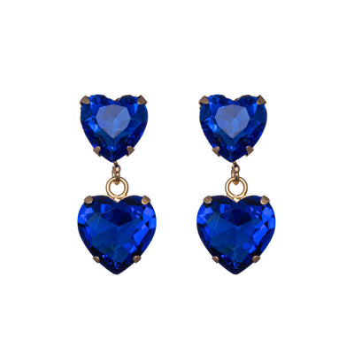 Glass stone festive earrings rhinestone hearts