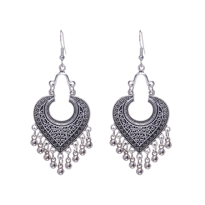 Heart earrings with hanging beads