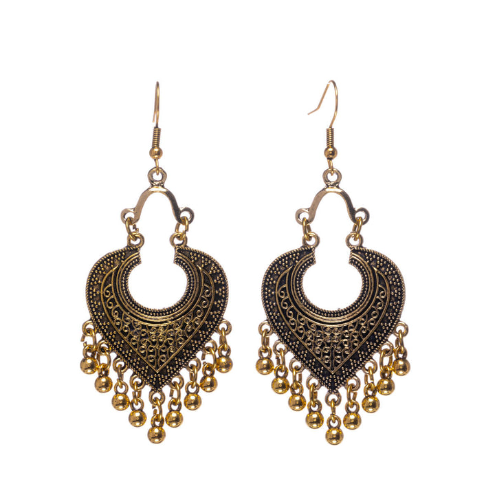 Heart earrings with hanging beads