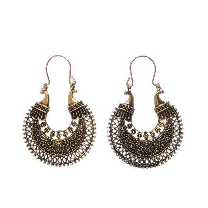 Hanging textured ring earrings