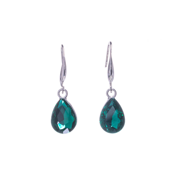 Glass stone teardrops hanging earrings