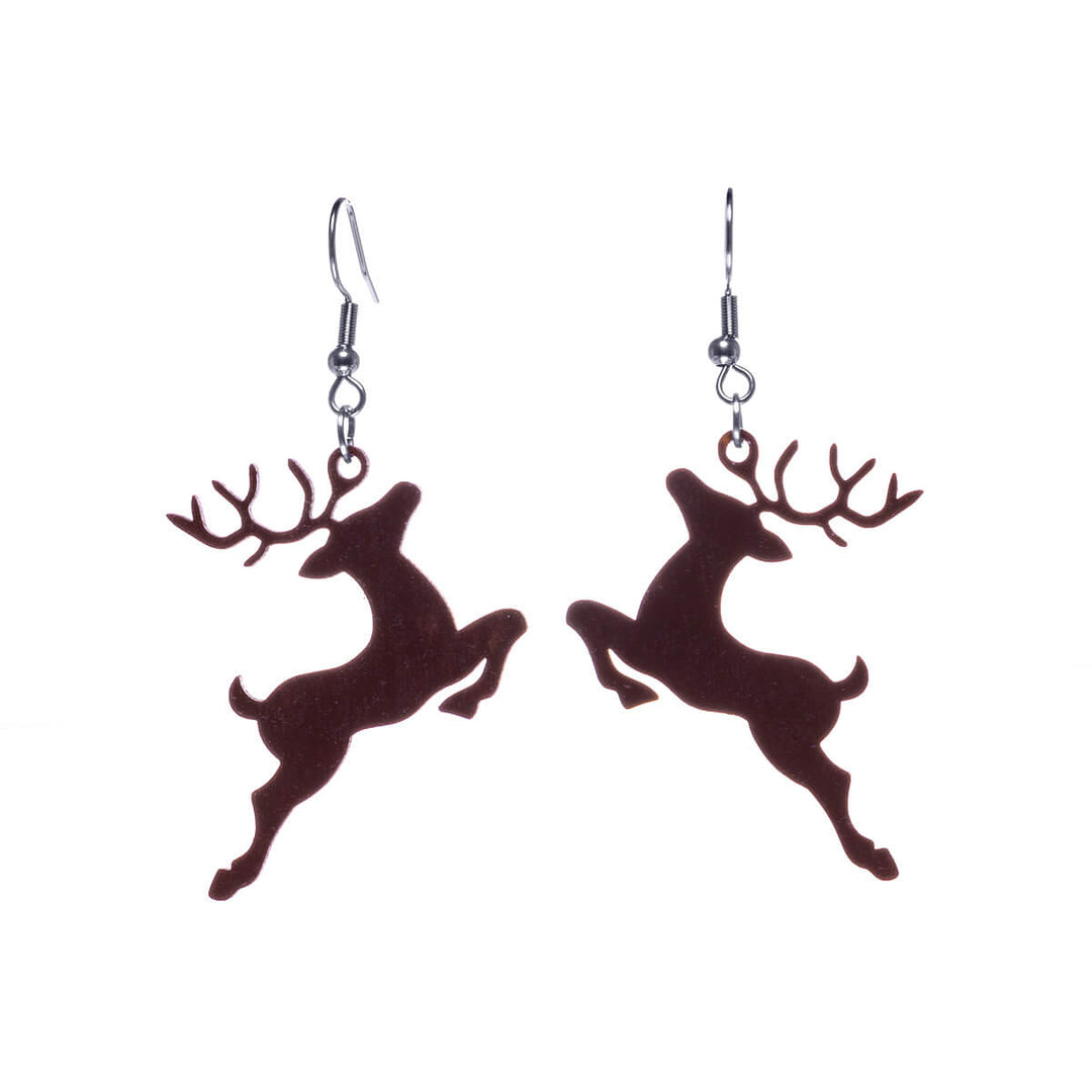 Reindeer wood earrings (Steel 316L)