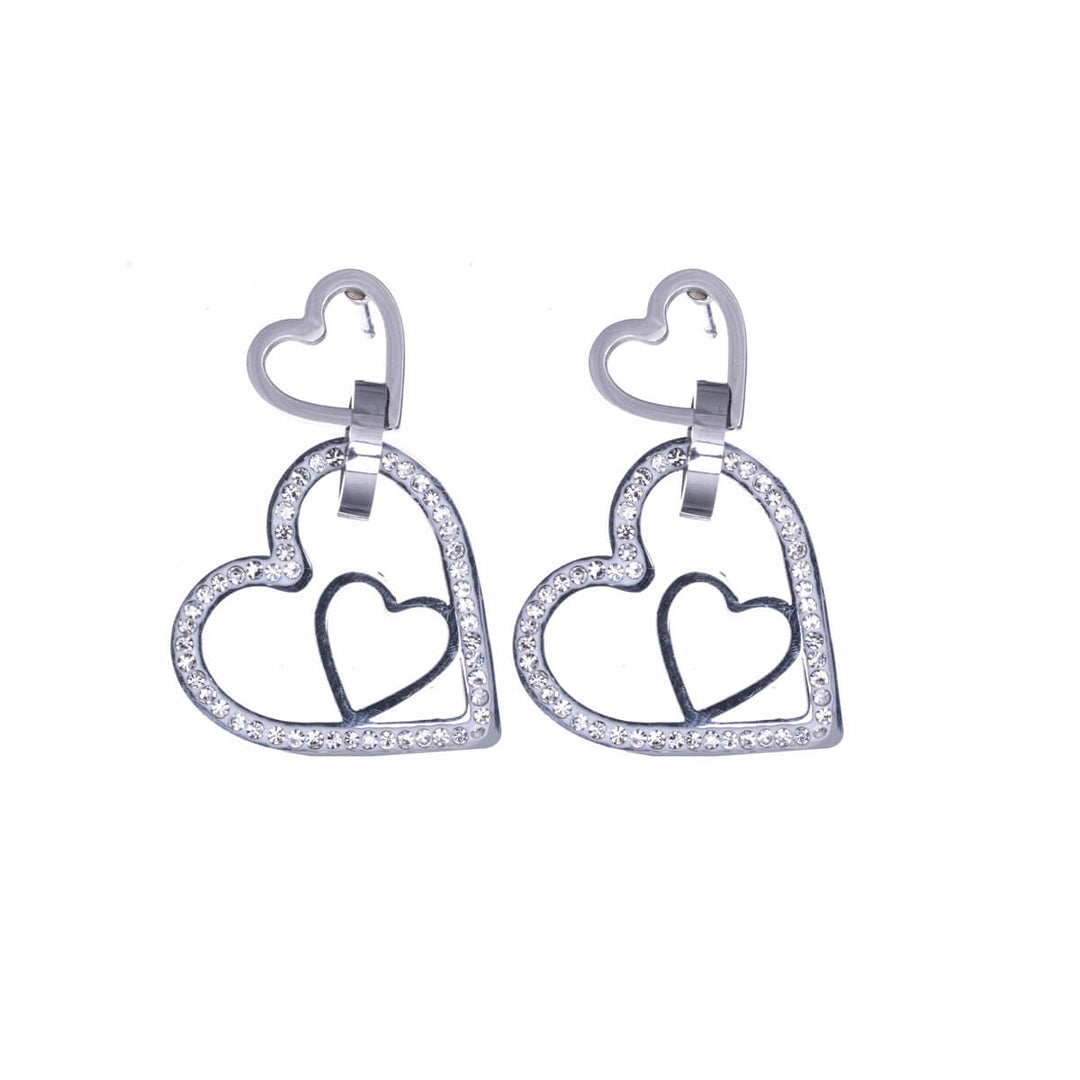 Hanging three hearts earrings (Steel 316L)