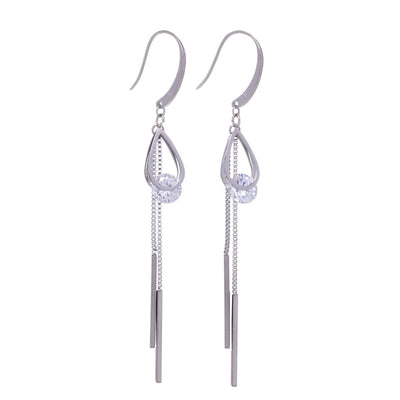 Hanging chain earrings with zirconia stones (Steel 316L)