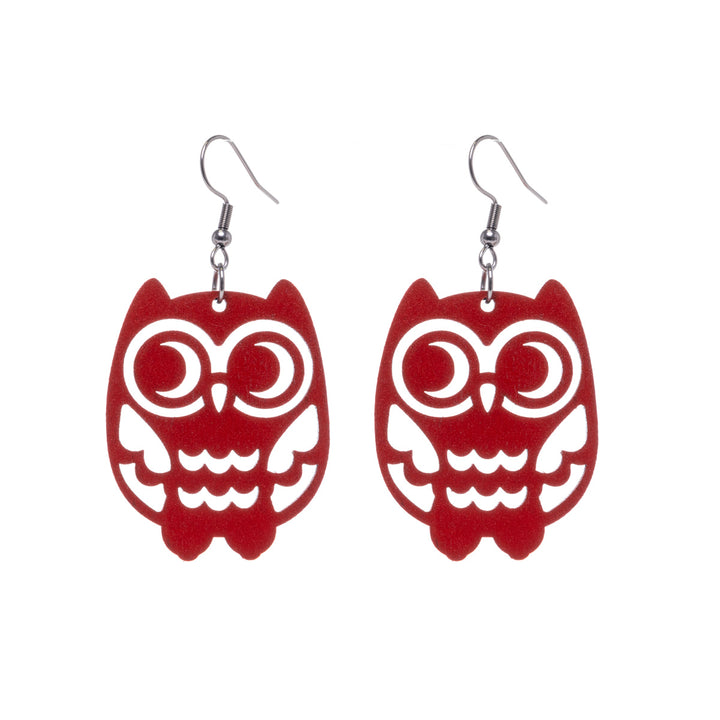 Owl wooden earrings (Steel 316L)