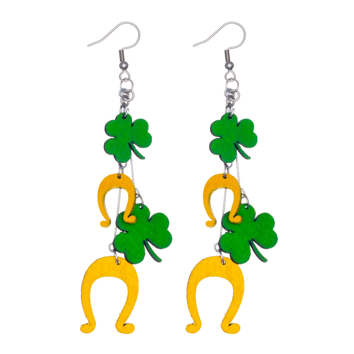 Clover and horseshoe earrings St. Patrick's day jewellery (Steel 316L)
