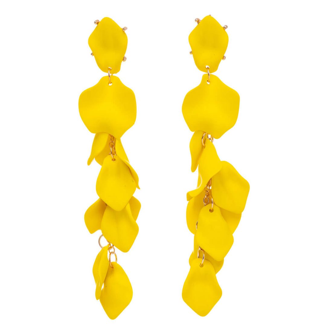 Colourful leaves long hanging earrings