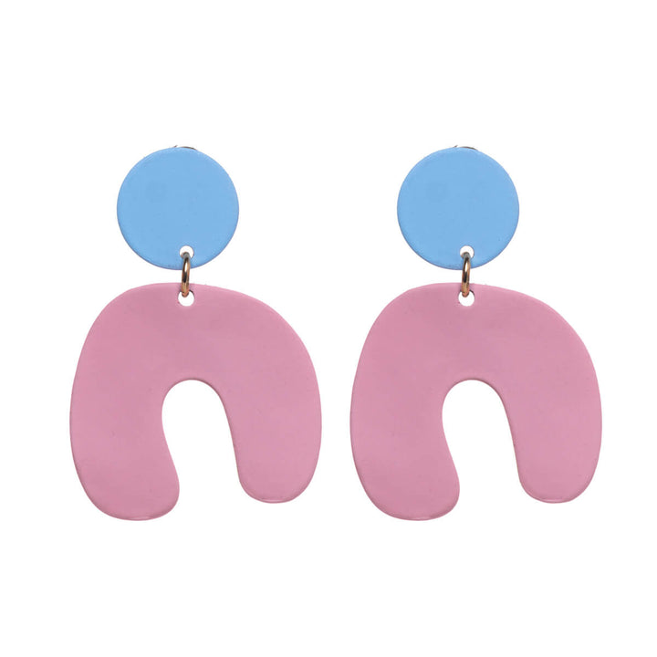 Two-tone hanging earrings arch