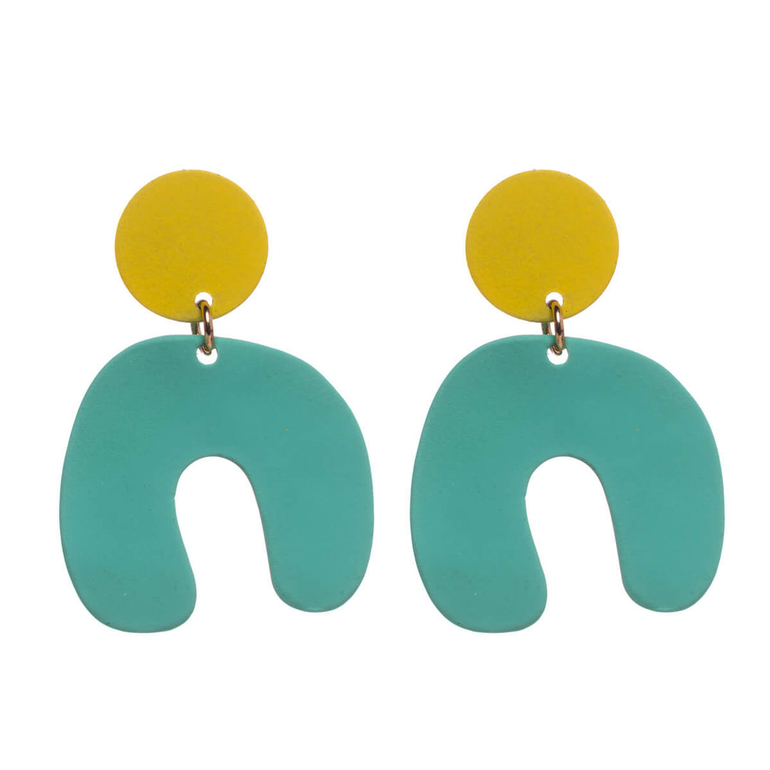 Two-tone hanging earrings arch