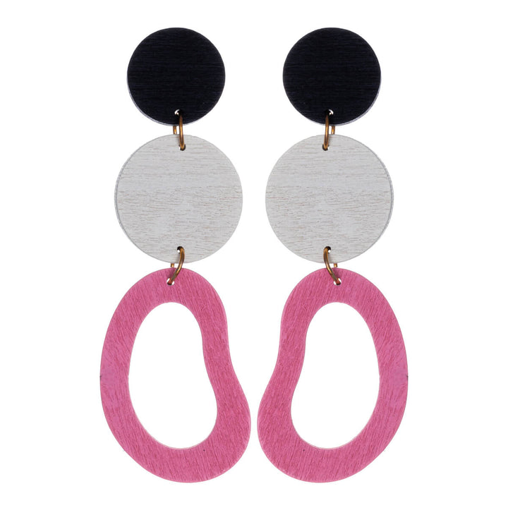 Wooden hanging earrings rings