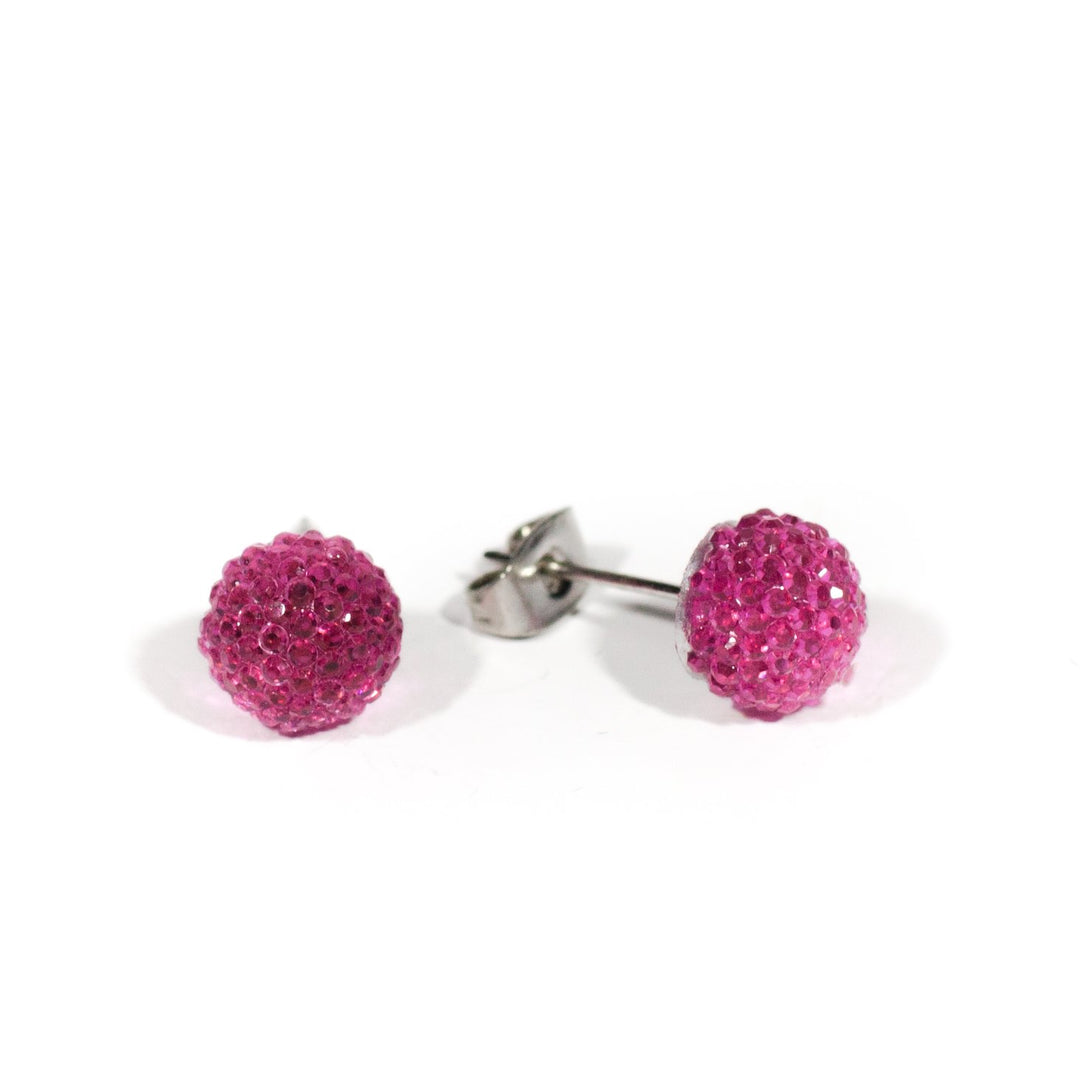 Shiny round ball earrings, 8 mm - Ninja.fi