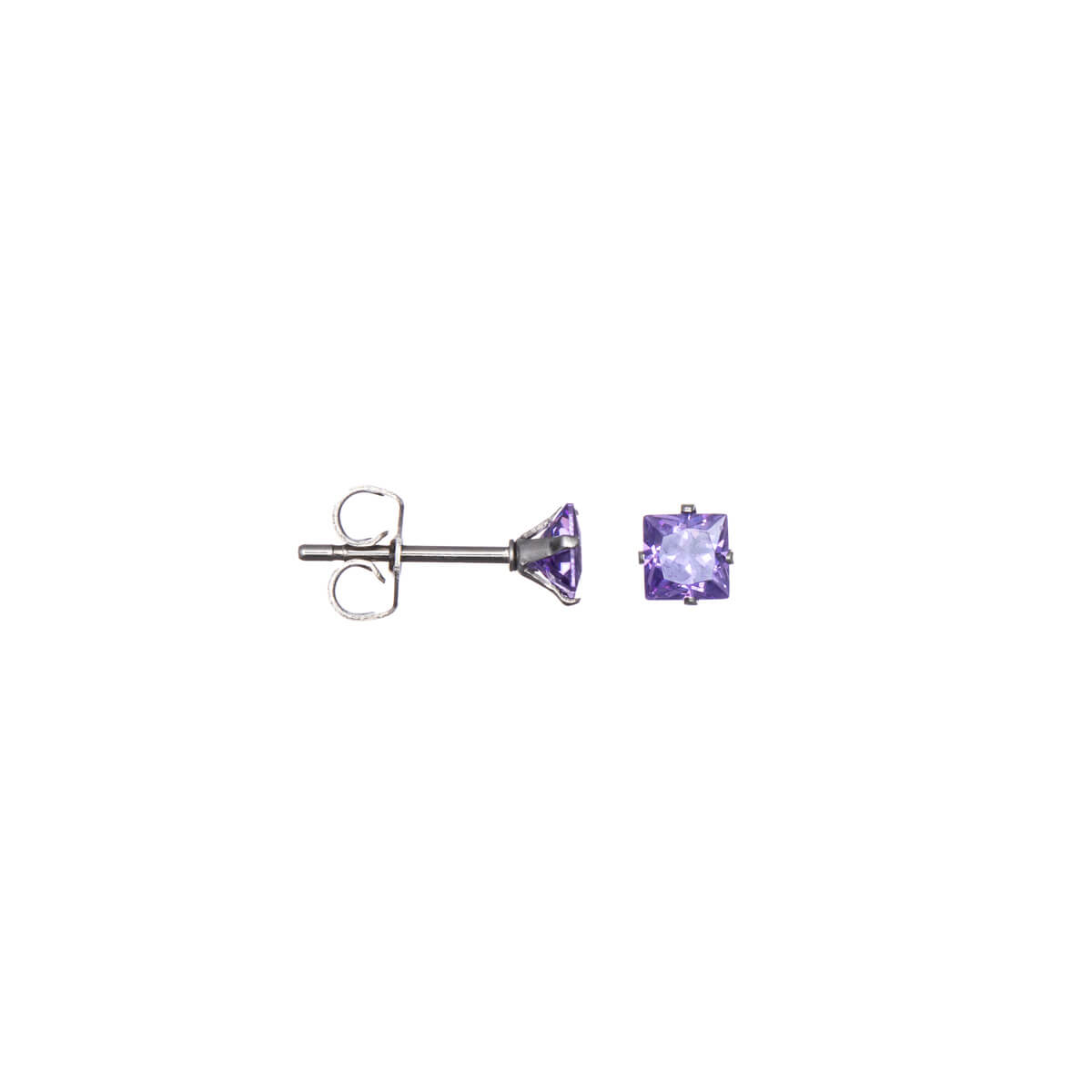 Square zirconia earrings 4mm (Steel 316L)