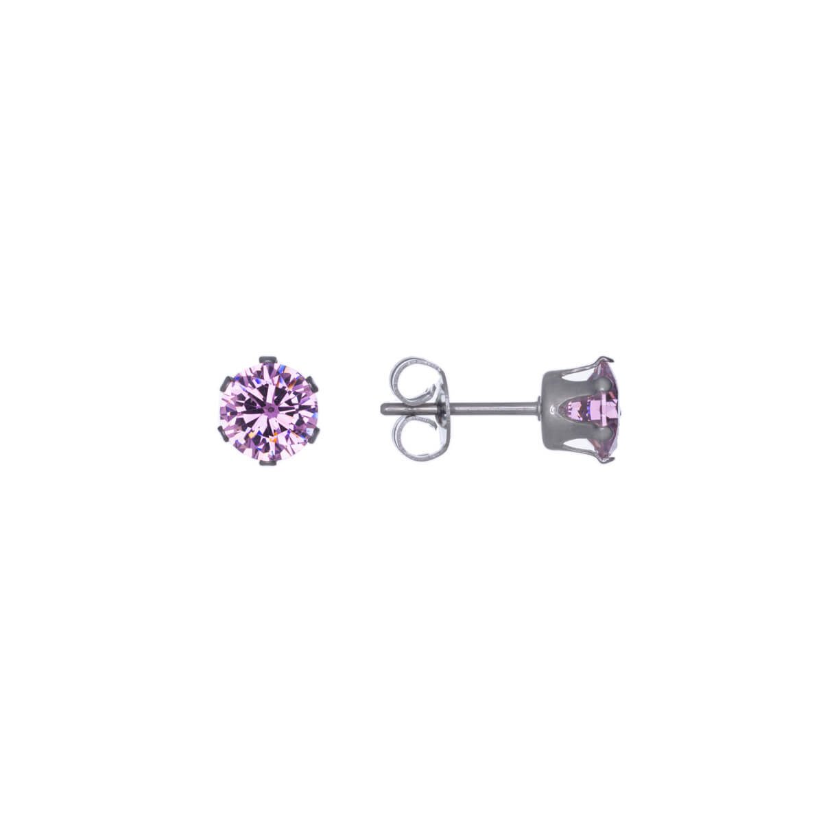 Round zirconia earrings 6mm (Steel 316L)