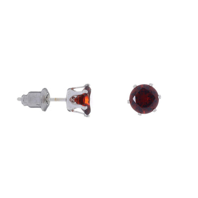 Button earrings with glass stone 6mm