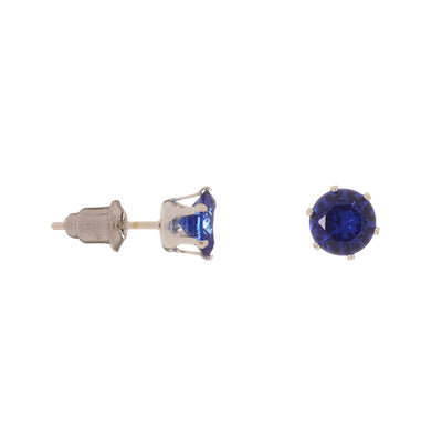 Button earrings with glass stone 6mm