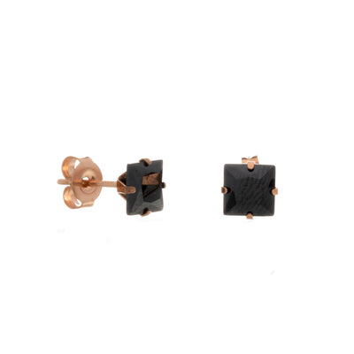 Zirconia square earrings 6mm (18K Steel 316L)