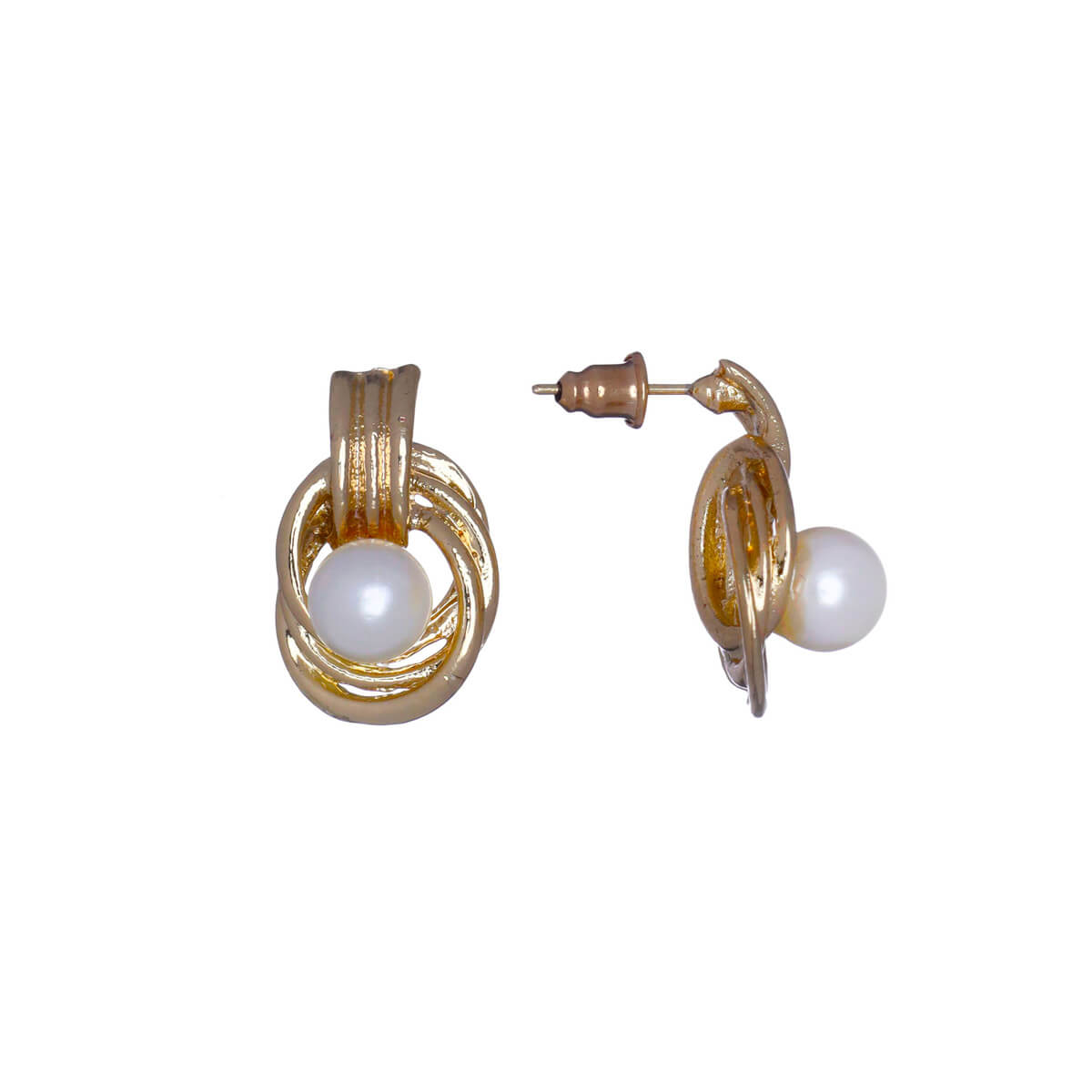 Pearl earrings in a metal frame