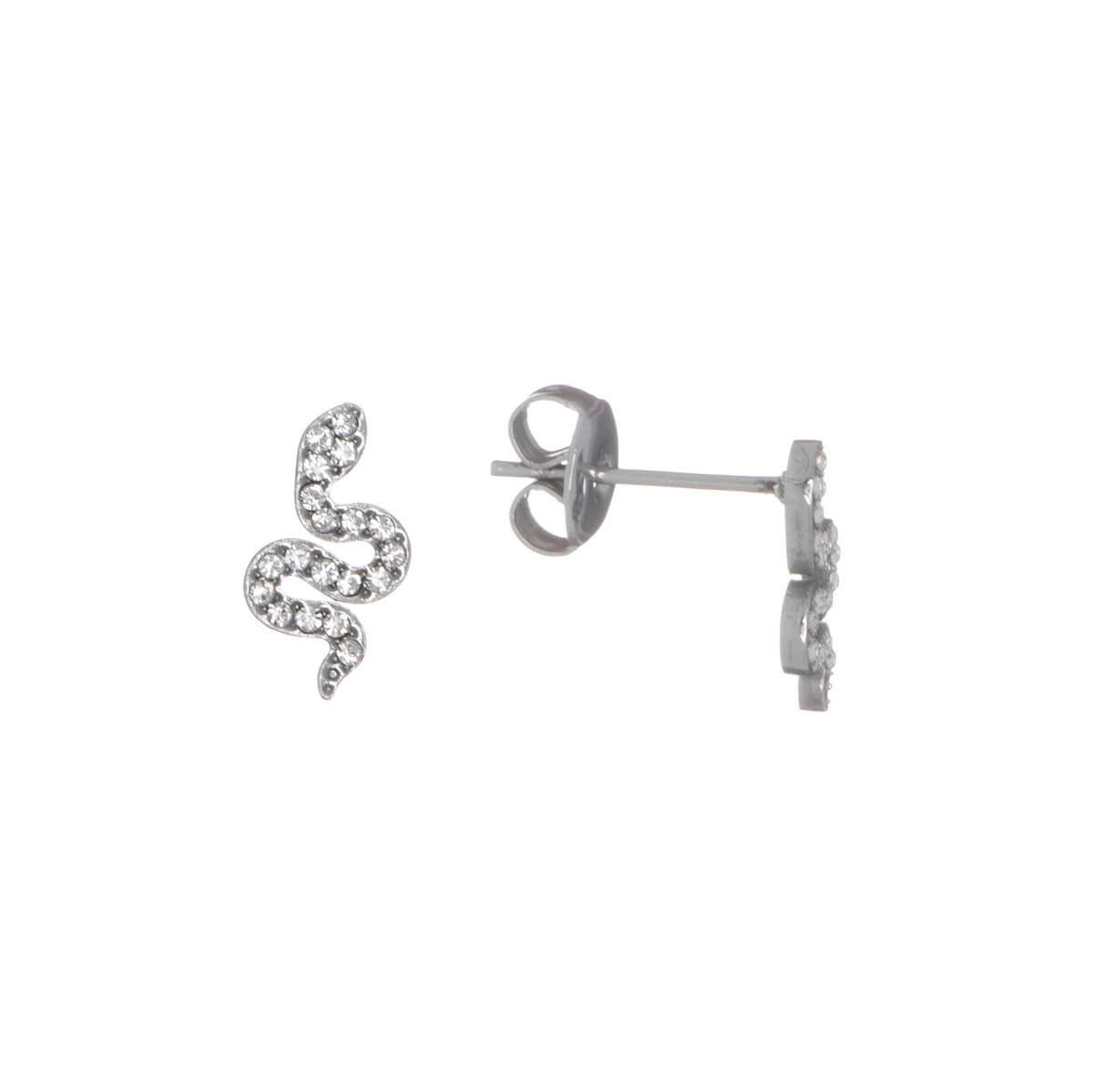 Artificial diamond snake earrings (steel 316L)