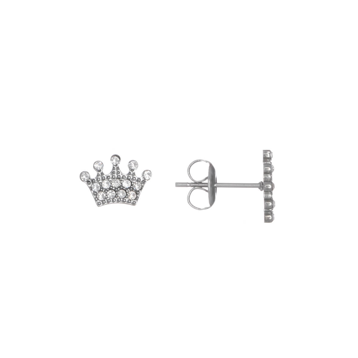 Artificial diamond crown earrings (steel 316L)